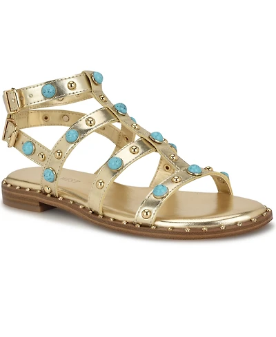 Nine West Women's Mindela Embellished Flat Gladiator Sandals