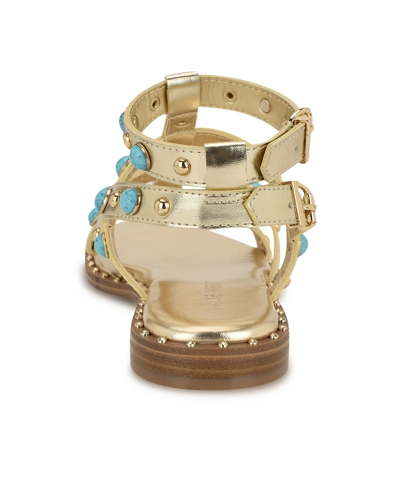 Nine West Women's Mindela Embellished Flat Gladiator Sandals