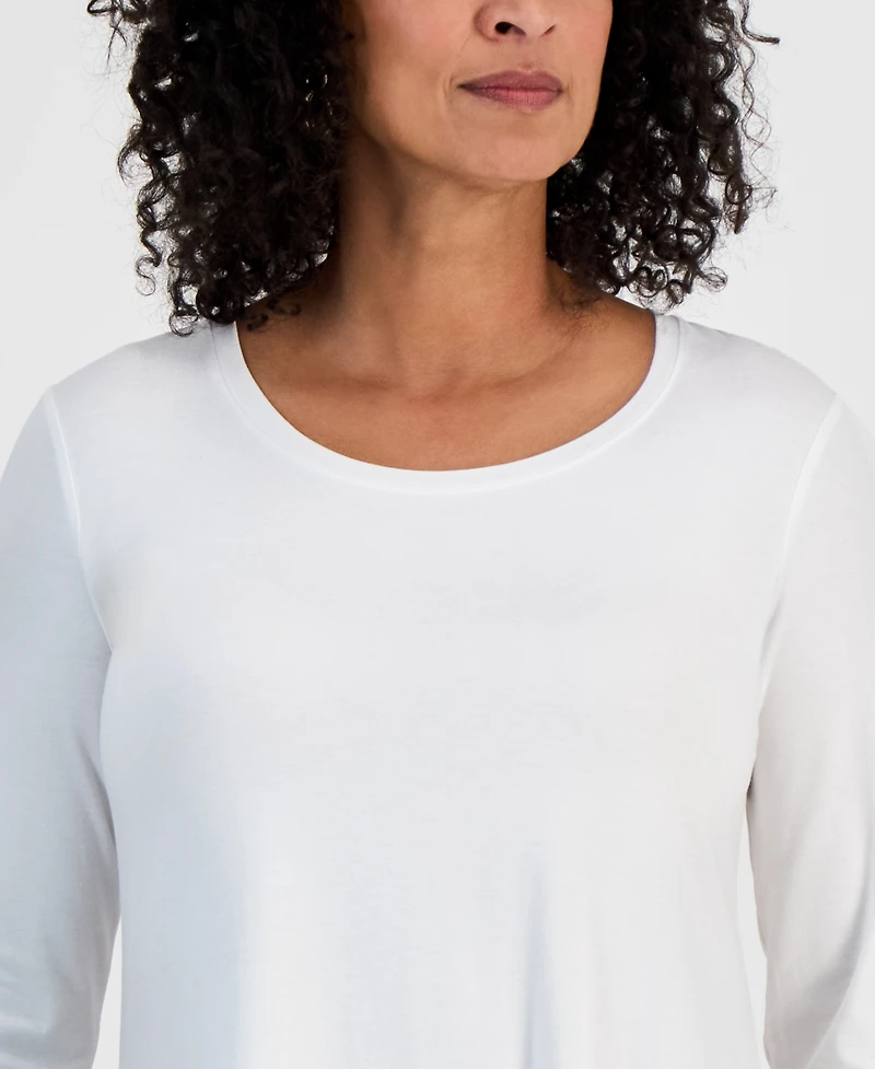 Jm Collection Women's 3/4-Sleeve Scoop Neck Top