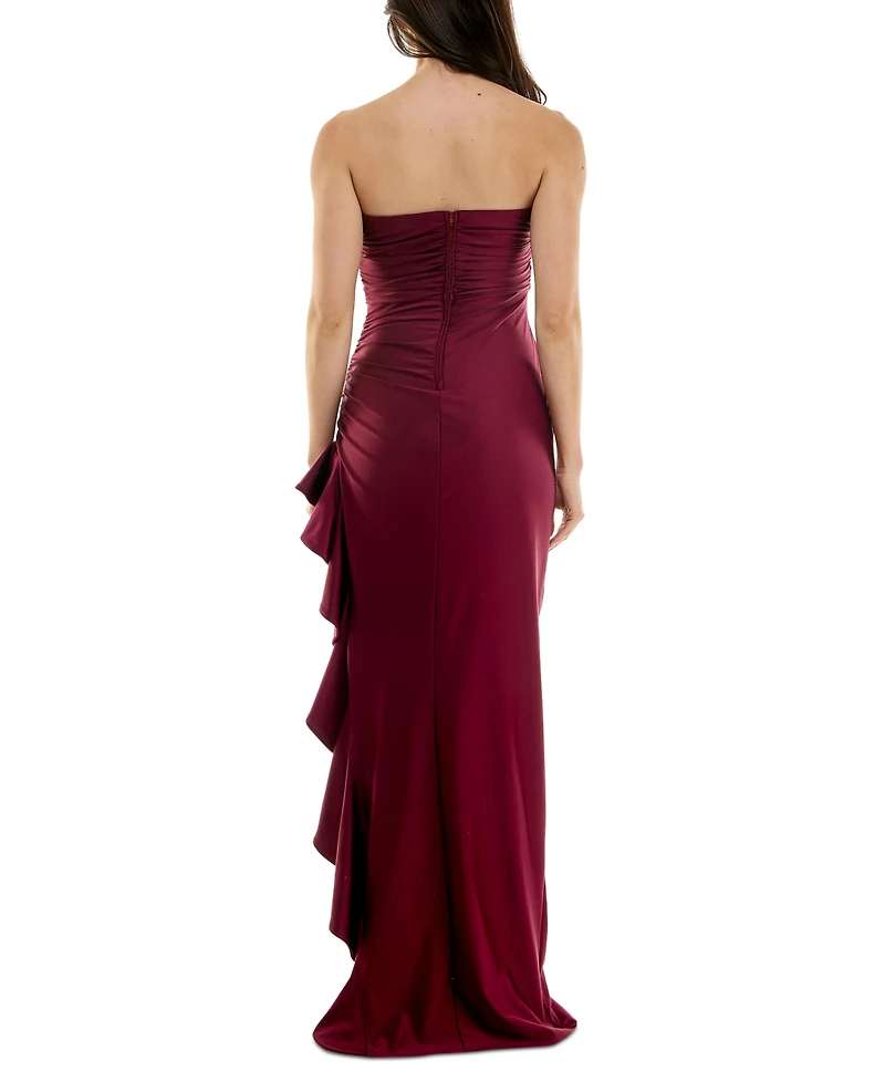 Juniors' Strapless Ruffled Side-Slit Gown, Created for Macy's