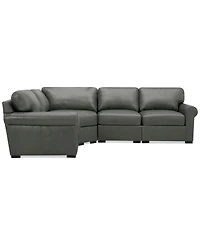 Radley Roll Arm 117" 4-Pc. Leather Wedge Corner L Sectional, Exclusively at Macy's