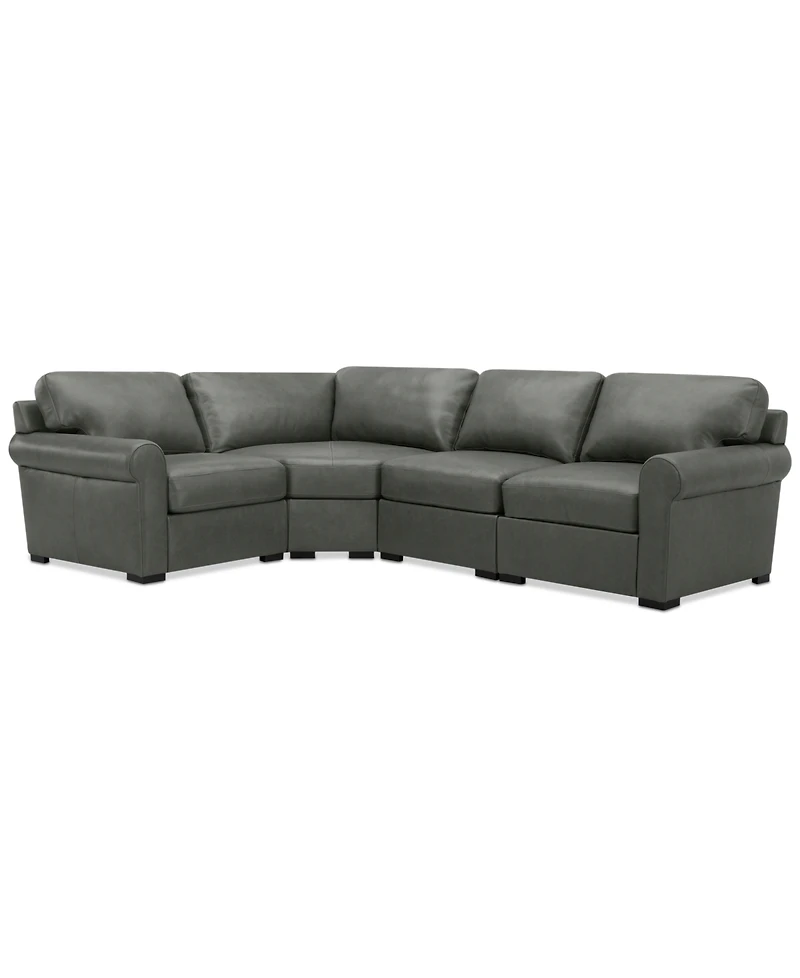 Radley Roll Arm 117" 4-Pc. Leather Wedge Corner L Sectional, Exclusively at Macy's