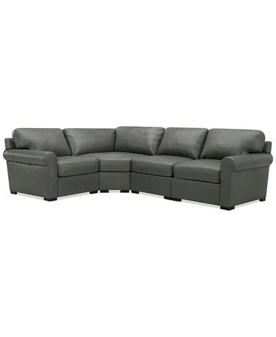 Radley Roll Arm 117" 4-Pc. Leather Wedge Corner L Sectional, Exclusively at Macy's