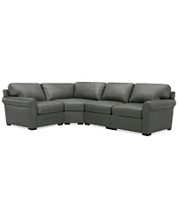 Radley Roll Arm 117" 4-Pc. Leather Wedge Corner L Sectional, Exclusively at Macy's