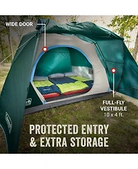 Coleman Evergreen Skydome -Person Camping Tent with Full-Fly Vestibule