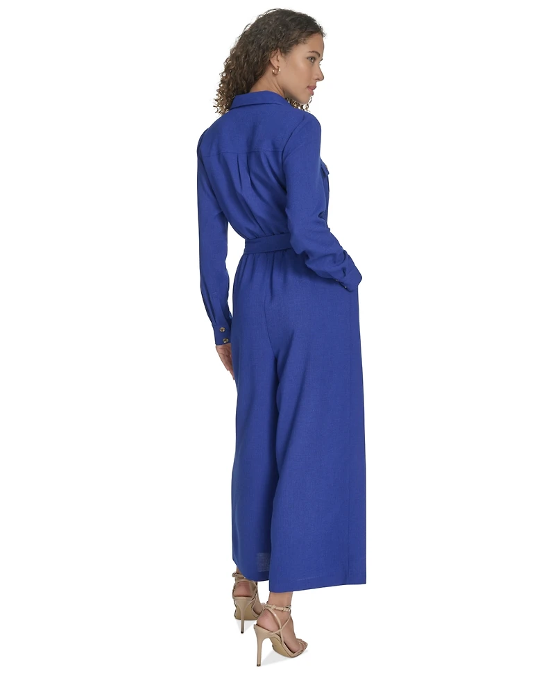 Calvin Klein Women's Long-Sleeve Tie-Waist Jumpsuit