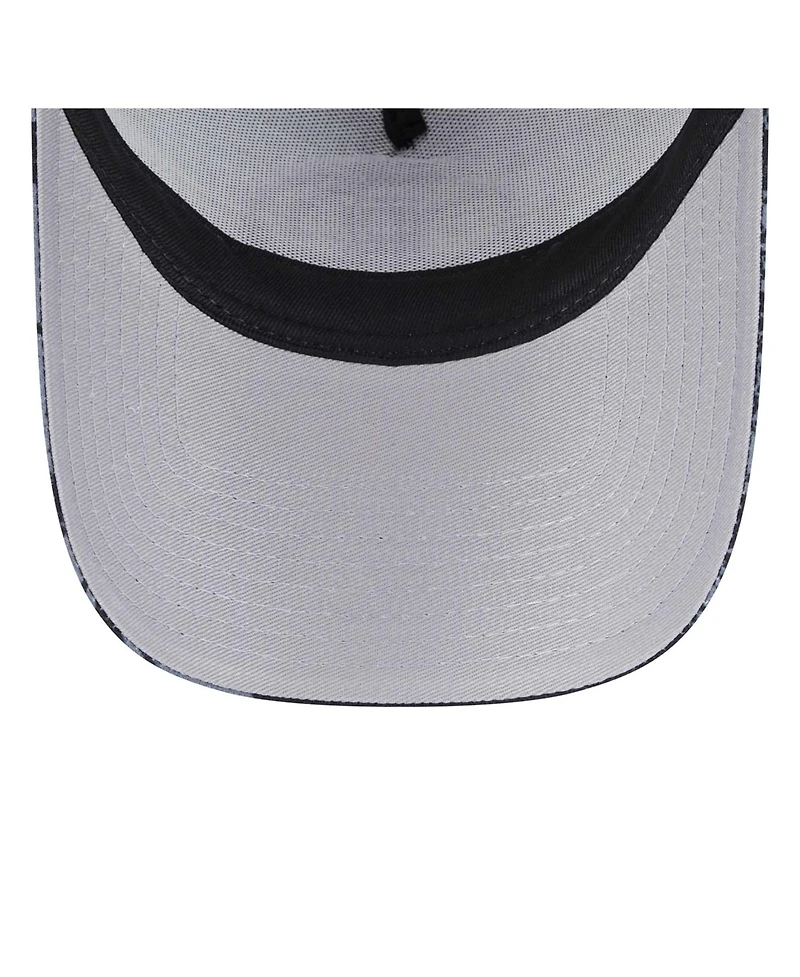 New Era Men's Black/Charcoal Brooklyn Nets Tip Off A-Frame Trucker 9FORTY Adjustable Hat