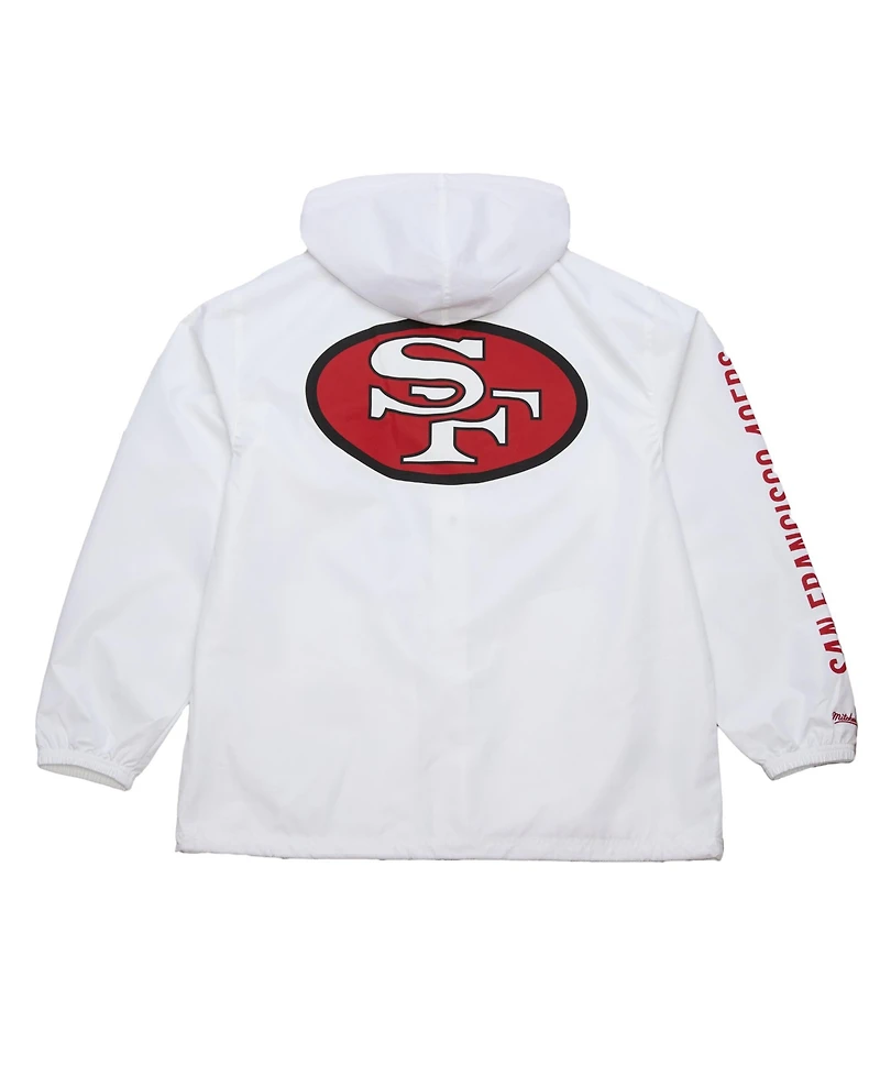 Mitchell & Ness Men's White San Francisco 49ers Vintage Logo Coaches Full-Snap Hoodie Jacket