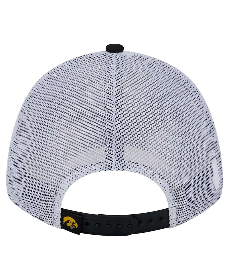 New Era Men's Black Iowa Hawkeyes Trucker 9FORTY Adjustable Hat