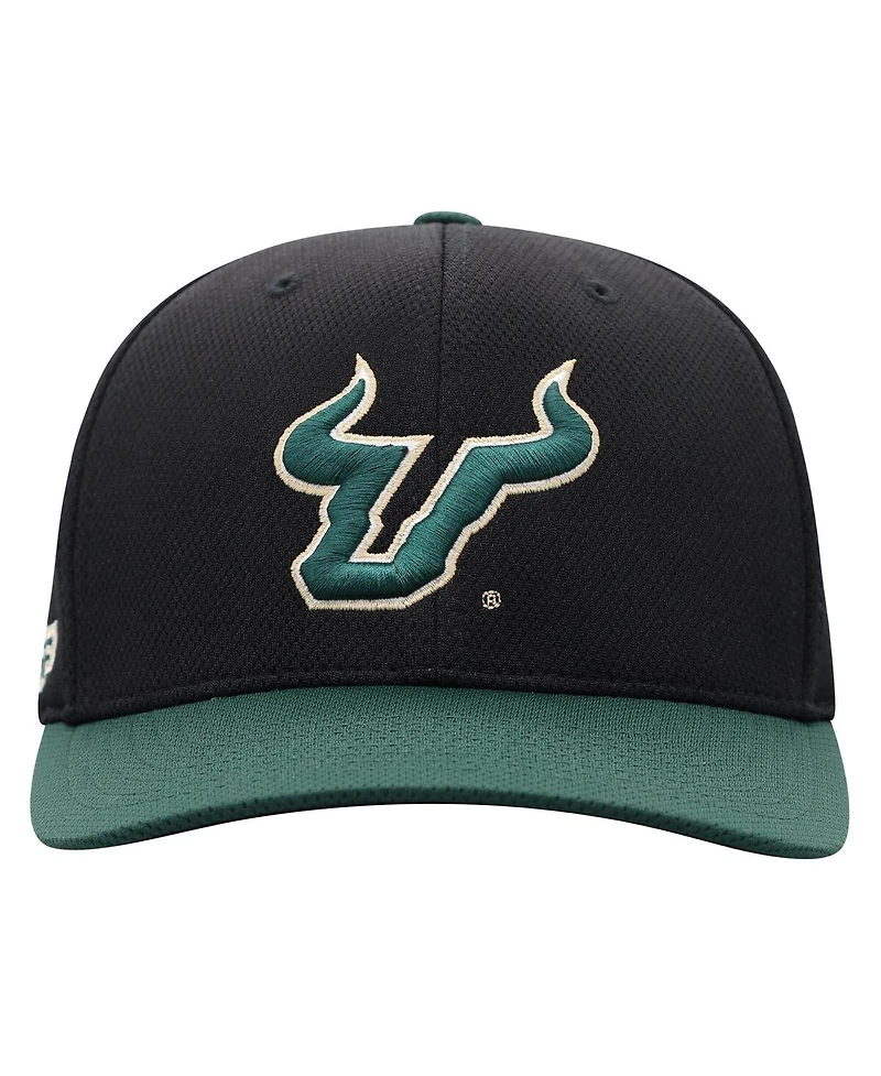 Top of the World Men's Black South Florida Bulls Reflex Fitted Hat