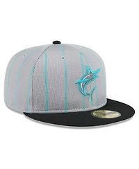 New Era Men's Gray/Black Miami Marlins 2025 Batting Practice 59FIFTY Fitted Hat