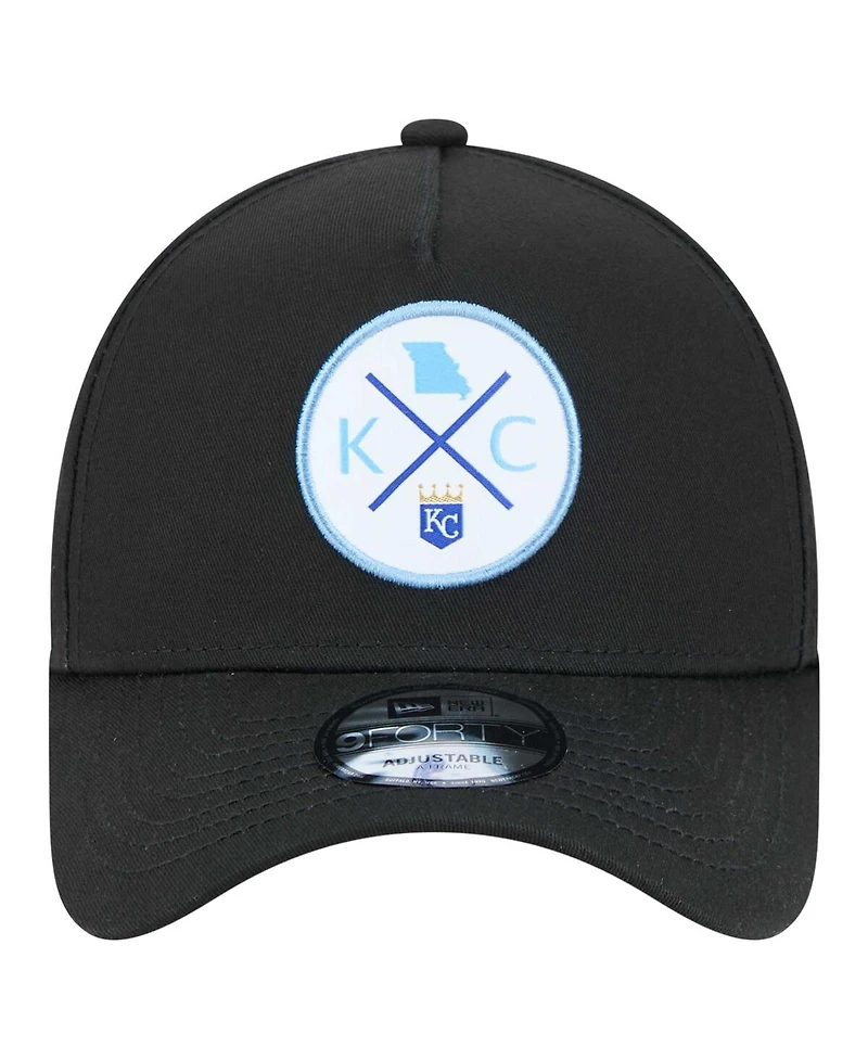 New Era Men's Black Kansas City Royals 9FORTY A-Frame Adjustable Hat