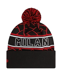 New Era Men's Black Ac Milan Sport Cuffed with pom Knit hat