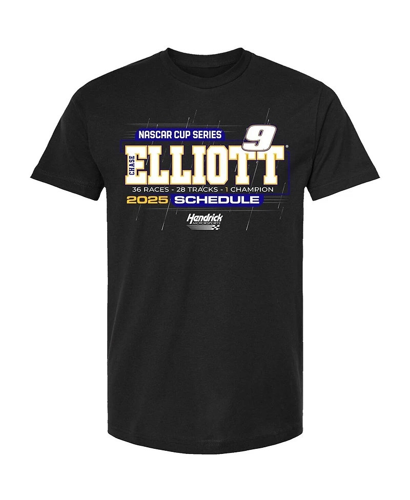 Hendrick Motorsports Team Collection Men's Black Chase Elliott 2025 Nascar Cup Series Schedule T-Shirt