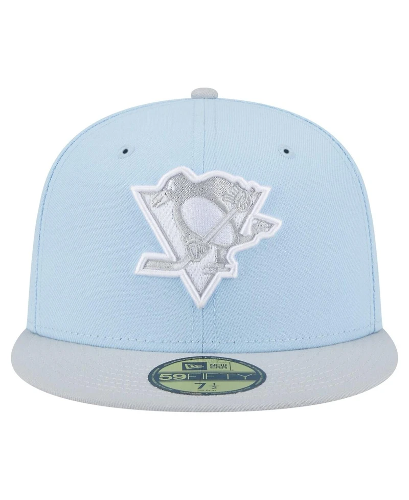 New Era Men's Light Blue/Gray Pittsburgh Penguins Color Pack Two-Tone 59FIFTY Fitted Hat