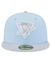 New Era Men's Light Blue/Gray Pittsburgh Penguins Color Pack Two-Tone 59FIFTY Fitted Hat