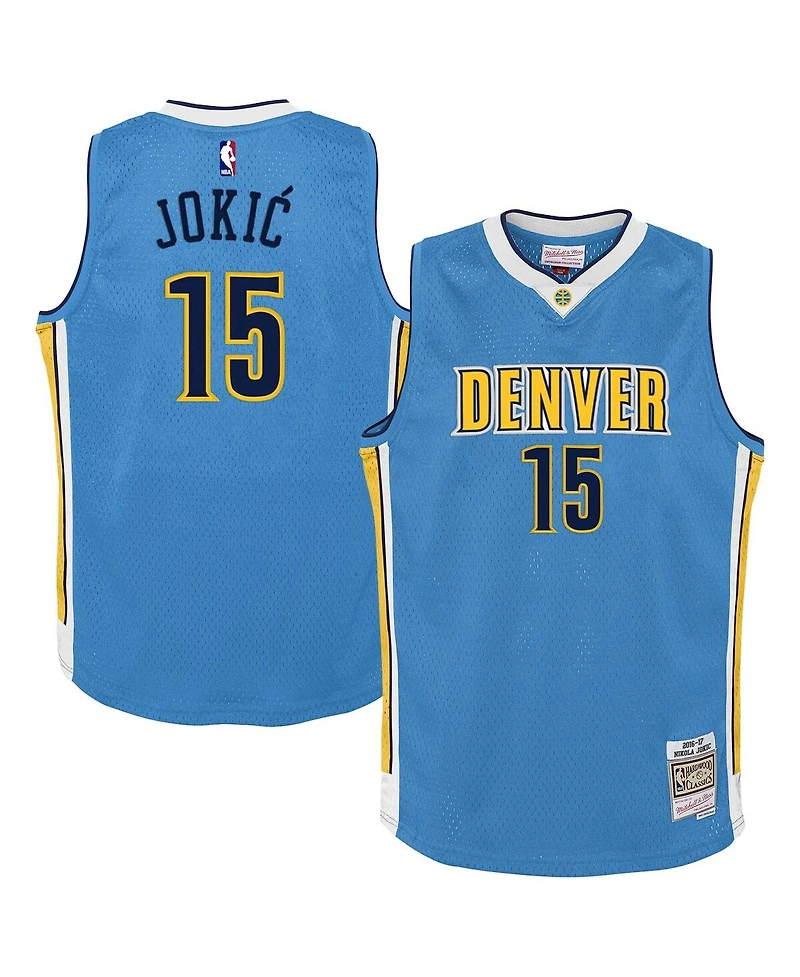 Mitchell & Ness Big Boys and Girls Nikola Jokic Light Blue Denver Nuggets 2016/17 Hardwood Classics Swingman Jersey