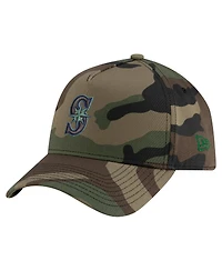 New Era Men's Camo Seattle Mariners Woodland Team Pop 9FORTY A-Frame Adjustable Hat