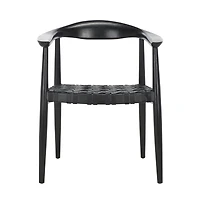 Walda Leather Woven Accent Chair