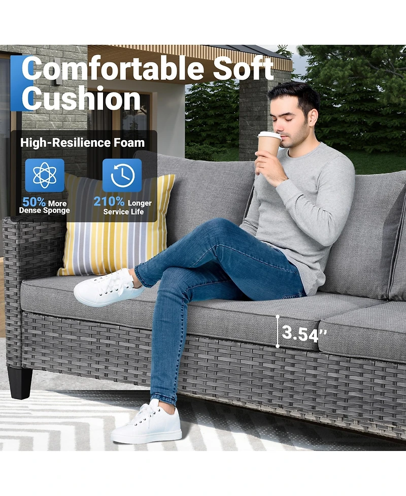 Xizzi Patio Furniture Set 7 Piece High Back Sofa Outdoor Conversation Sets All Weather Wicker Rattan Sectional Couch and Chairs Garden Backya