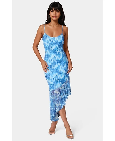 Bebe Women's Cascade High Low Mesh Dress