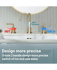 2-Handle Bathroom Sink Faucet with Drain Assembly lavatory Faucet with Pop Up Drain and cUPC Faucet Supply Hoses, Brushed Gold