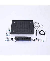 23 Inch Thermostatic Rainfall Shower System with Handheld Sprayer Rainfall Ceiling Shower Head with Led Lights Matte Black Wall Mounted Shower System