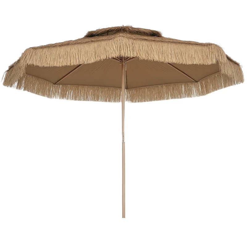 Outsunny 10FT Thatched Tiki Patio Umbrella, UPF30+ Outdoor Umbrella