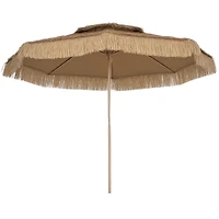 Outsunny 10FT Thatched Tiki Patio Umbrella, UPF30+ Outdoor Umbrella
