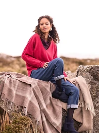 Celtic & Co. Women's Alpaca Merino Slouch V-Neck Sweater