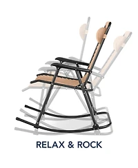Best Choice Products Folding Outdoor Zero Gravity Rocking Lounge Chair w/ Headrest Pillow