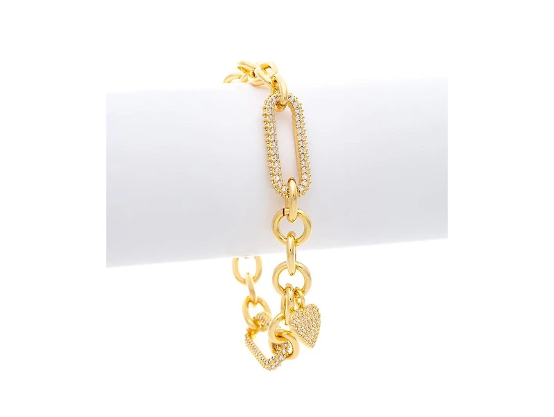 Paperclip link Bracelet with Heart Charm