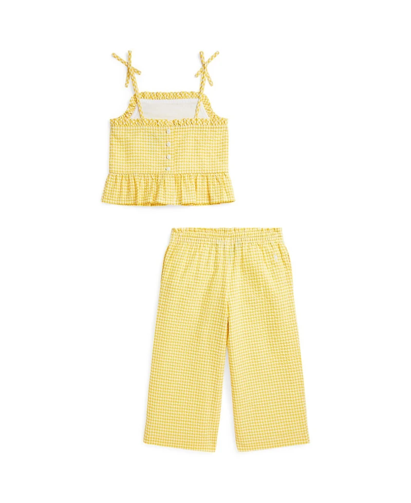 Polo Ralph Lauren Toddler and Little Girls 2-Piece Gingham Seersucker Top Pant Set