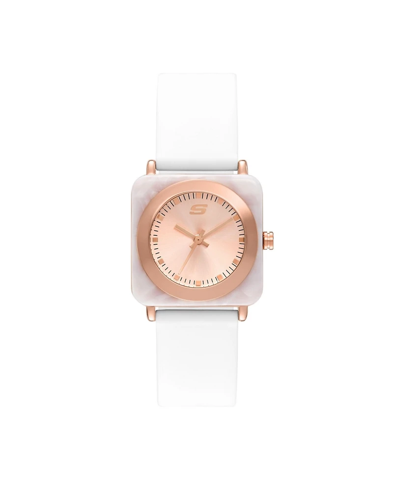 Skechers Women's Calabar Three-Hand, White Alloy Watch