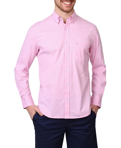 Tailorbyrd Men's Signature Micro Gingham Long Sleeve Shirt