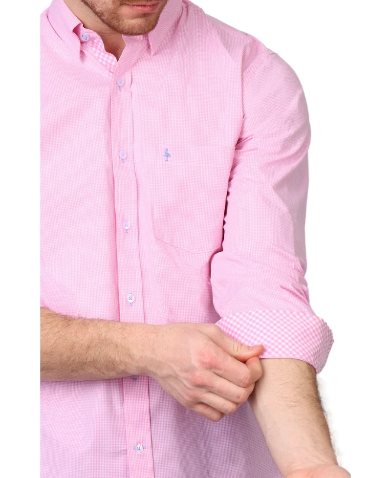 Tailorbyrd Men's Signature Micro Gingham Long Sleeve Shirt