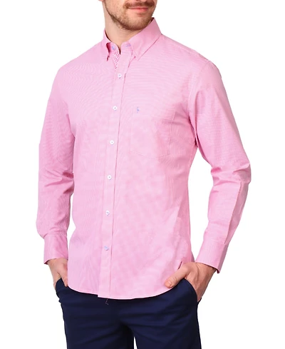 Tailorbyrd Men's Signature Micro Gingham Long Sleeve Shirt