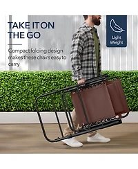 Best Choice Products Folding Outdoor Zero Gravity Rocking Lounge Chair w/ Headrest Pillow