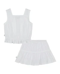 Calvin Klein Toddler and Little Girls 2-Piece Crochet Trim Seersucker Skort Set