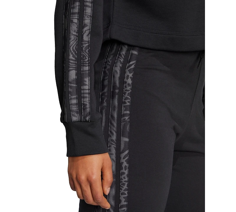 adidas Women's Printed 3-Stripe French Terry Pullover Hoodie