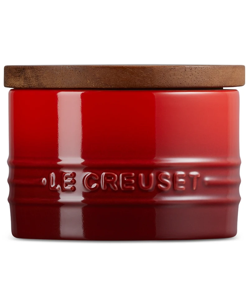 Le Creuset Stoneware Signature Salt Cellar with Wood Lid, 7-Oz.