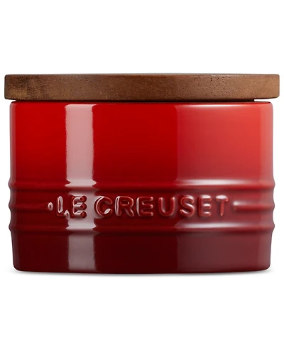 Le Creuset Stoneware Signature Salt Cellar with Wood Lid, 7-Oz.