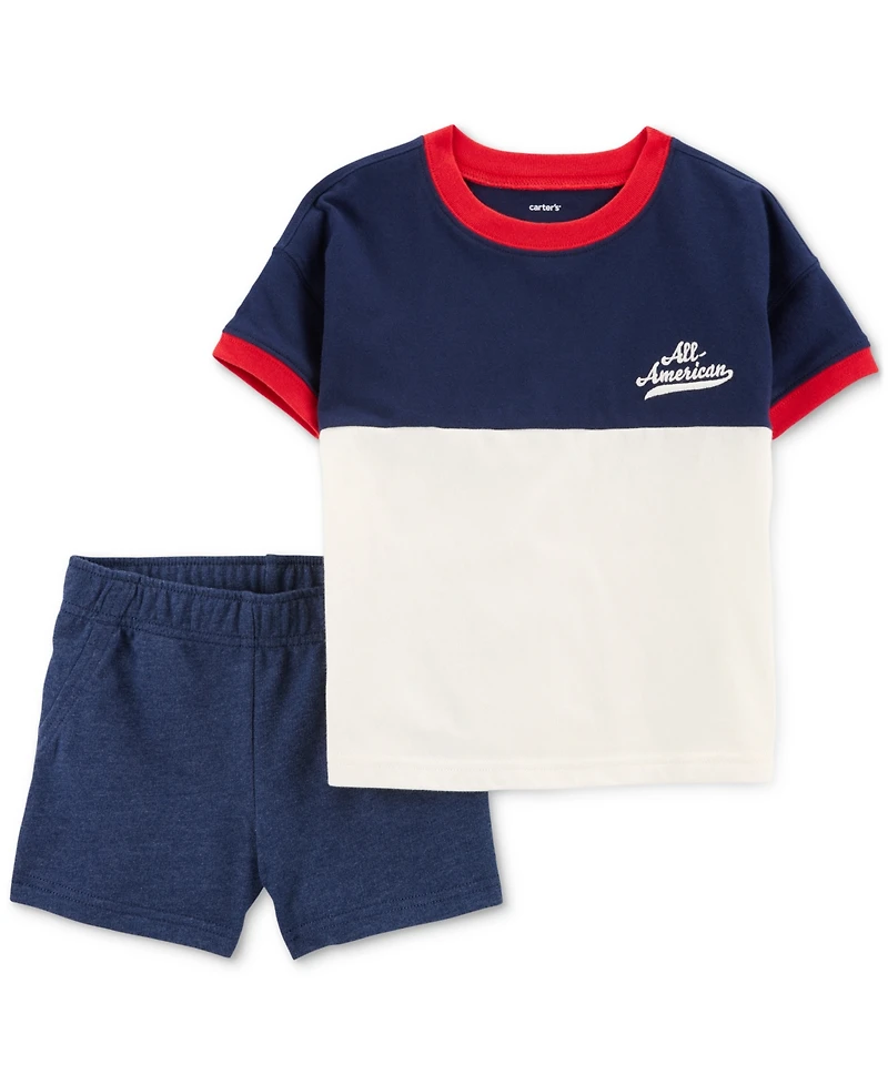 Carter's Toddler Boys All-American T-Shirt & Shorts, 2 Piece Set