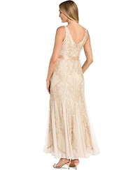 R & M Richards Women's Sequin Godet Gown
