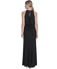 Eliza J Women's Chain-Link Halter Blouson Gown