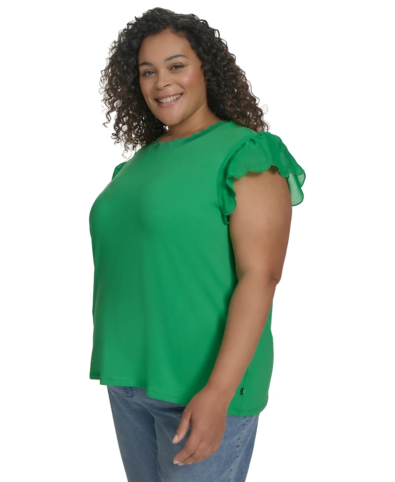 Karl Lagerfeld Paris Plus Ruffled-Sleeve Knit Top, Exclusively at Macy's