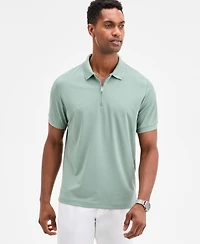 Alfani Men's Ottoman Short Sleeve Textured Quarter-Zip Polo Shirt