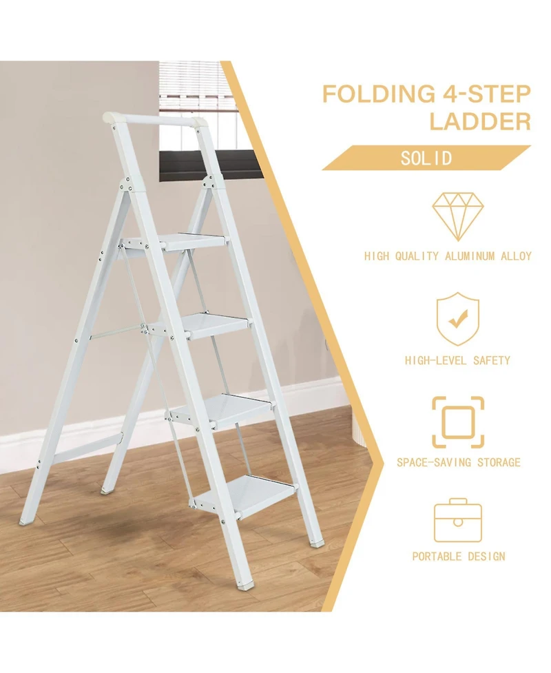 3 Step Ladder, 3 Step Stool Folding Step Stool with Handrails, Gorilla Ladders 500LBS Capacity Sturdy& Portable Ladder for Home Kitchen Library Office