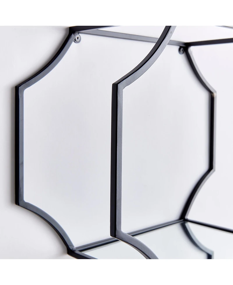 19.75"W x 7"D x 15.5"H and 17.75"W x 7"D x 14"H and 15.75"W x 7"D x 11.75"H Hudson Mirrored Wall Shelves Set of 3