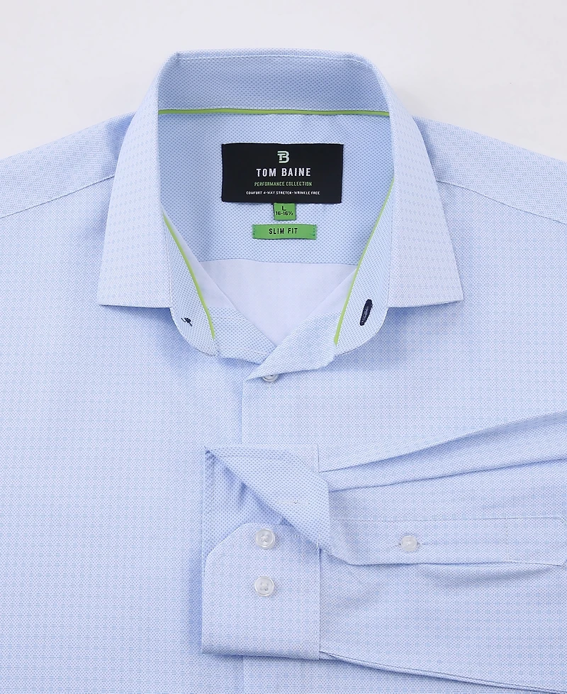 Tom Baine Men's Four Way Stretch Geo Print Button Down Dress Shirt